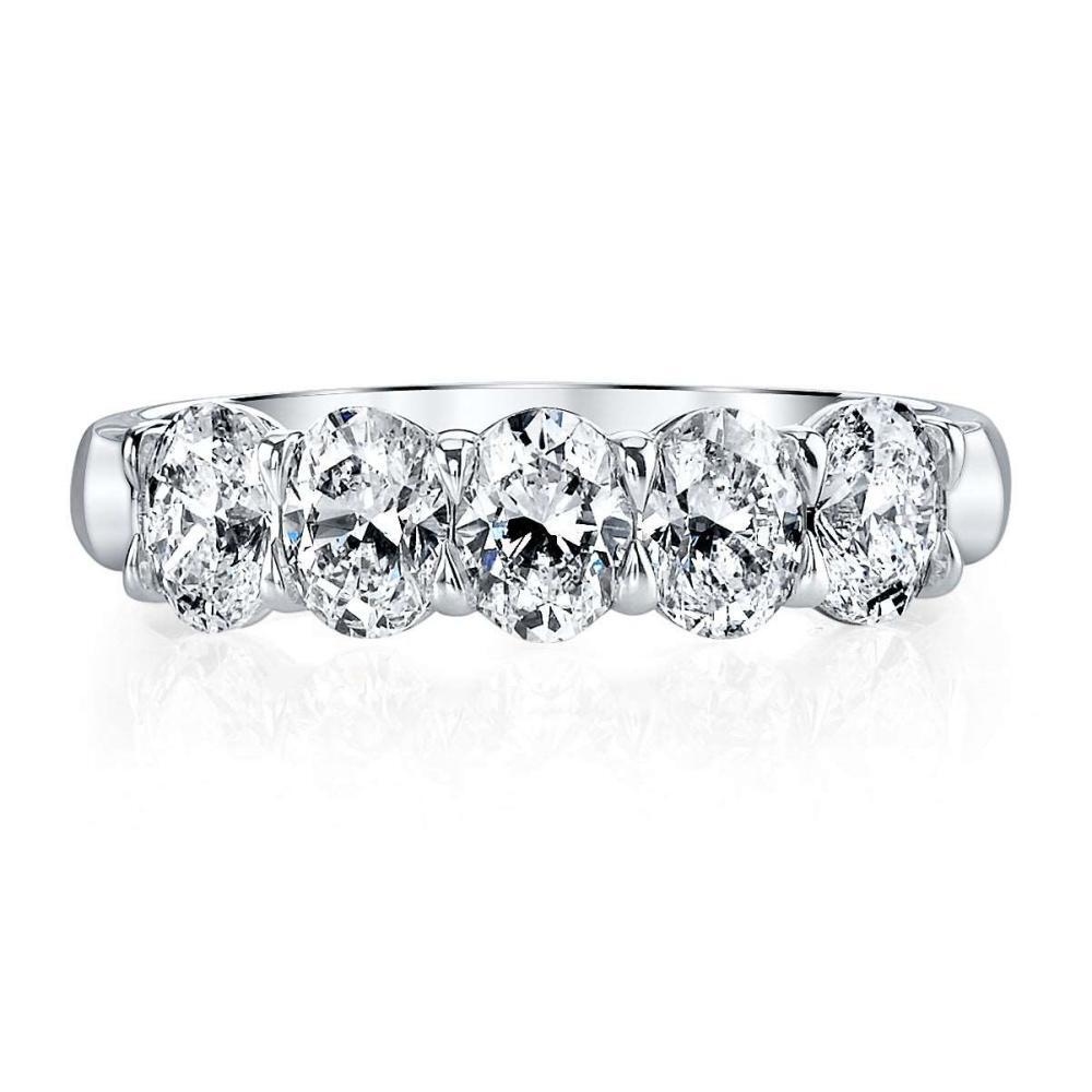 2.5ct Five Oval Shaped Moissanite Anniversary Band