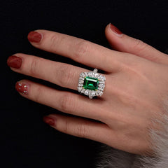 iiAthena Halo Emerald Engagement Ring