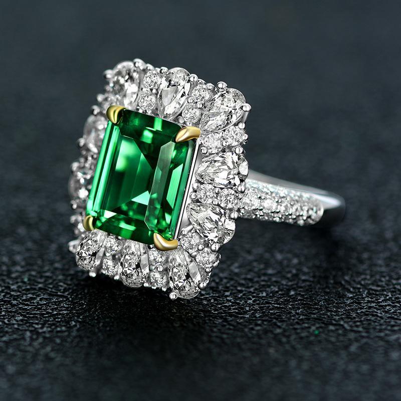 iiAthena Halo Emerald Engagement Ring