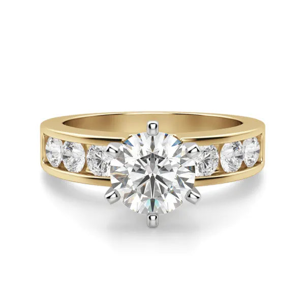 iiAthena Round Cut Channel Setting Moissanite Engagement Ring