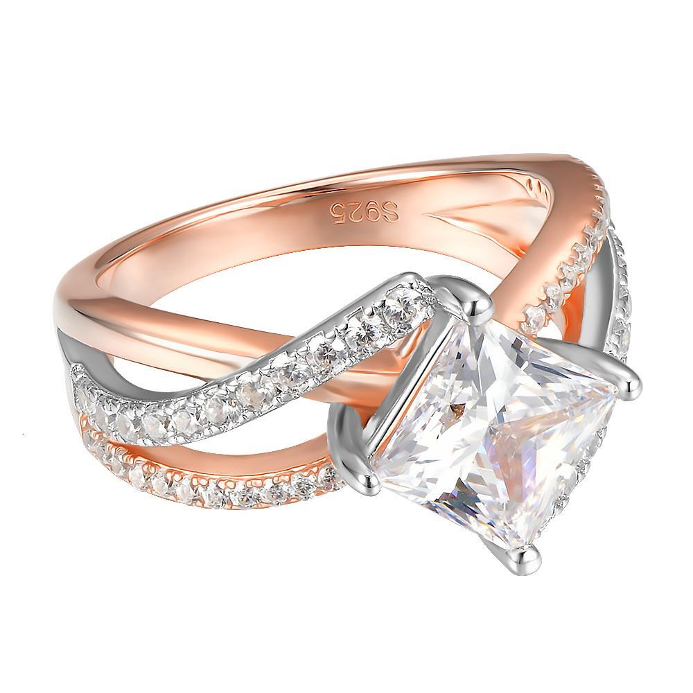 iiAthena Two Tone Princess Cut Moissanite Engagement Ring