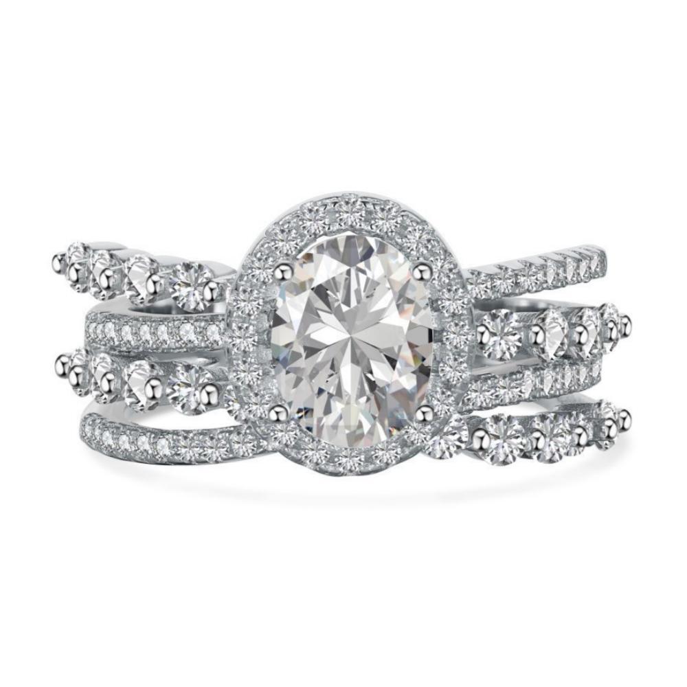 1.5CT Halo Oval Cut Moissanite Engagement Ring