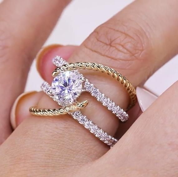 iiAthena Round Two Tone Moissanite Engagement Ring