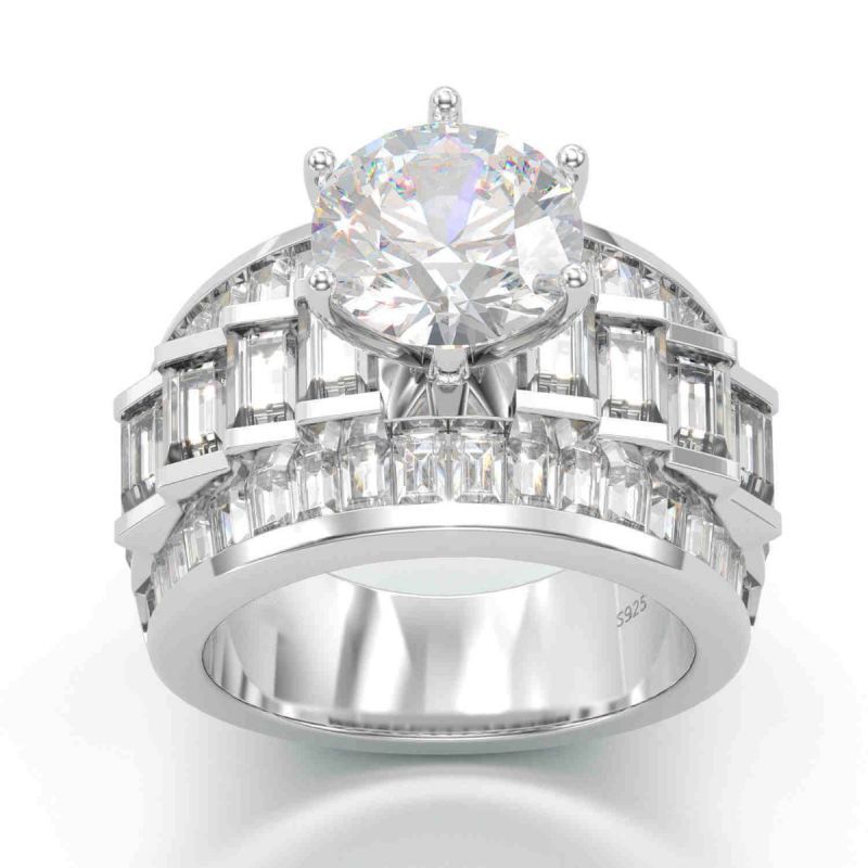 Vintage Round Moissanite Engagement Ring