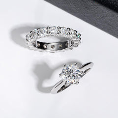 iiAthena Moissanite Engagement Ring And Eternity Band Bridal Set