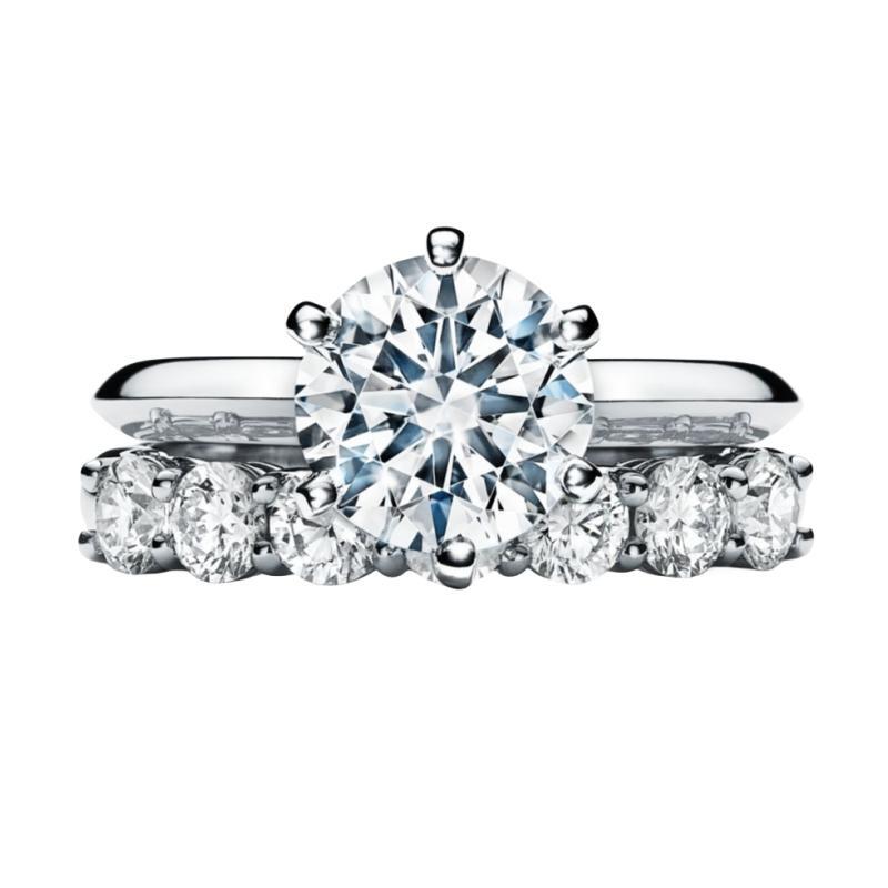 iiAthena Moissanite Engagement Ring And Eternity Band Bridal Set