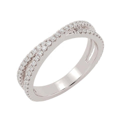 Moissanite Criss Cross Wedding Band Stackable Ring