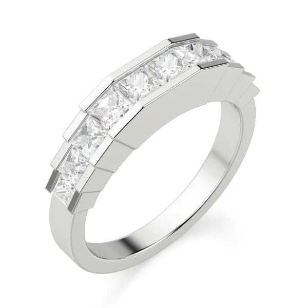 Princess Cut Moissanite Staircase Wedding Band