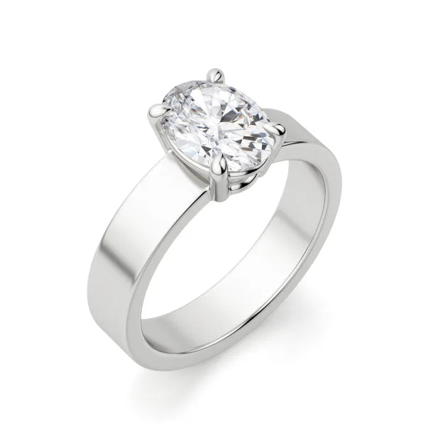 Solitaire Oval Cut Moissanite Engagement Ring