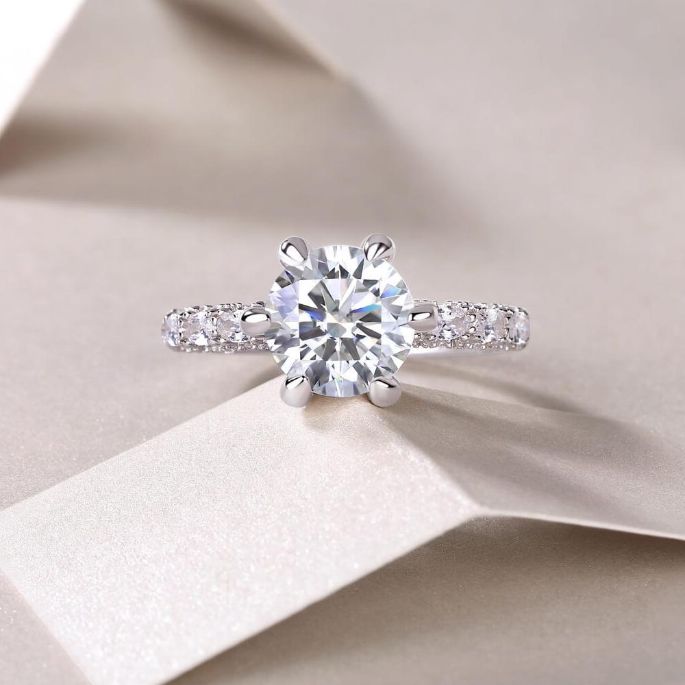 Six Prong Round Moissanite Engagement Ring