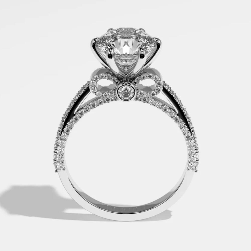 3.0CT Six Prong Round Moissanite Engagement Ring In Sterling Silver