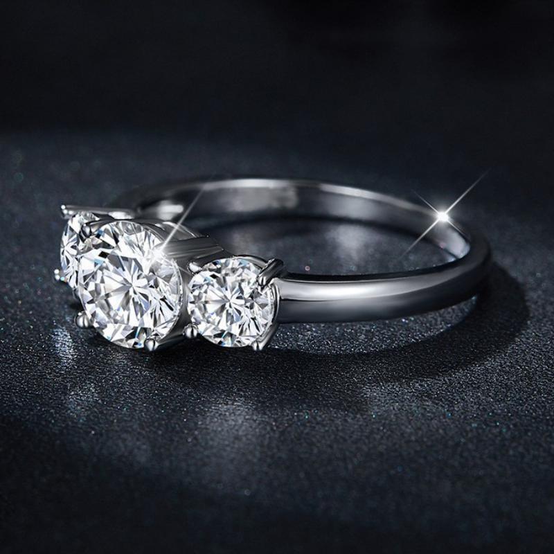 Classic Three Stone Moissanite Engagement Ring