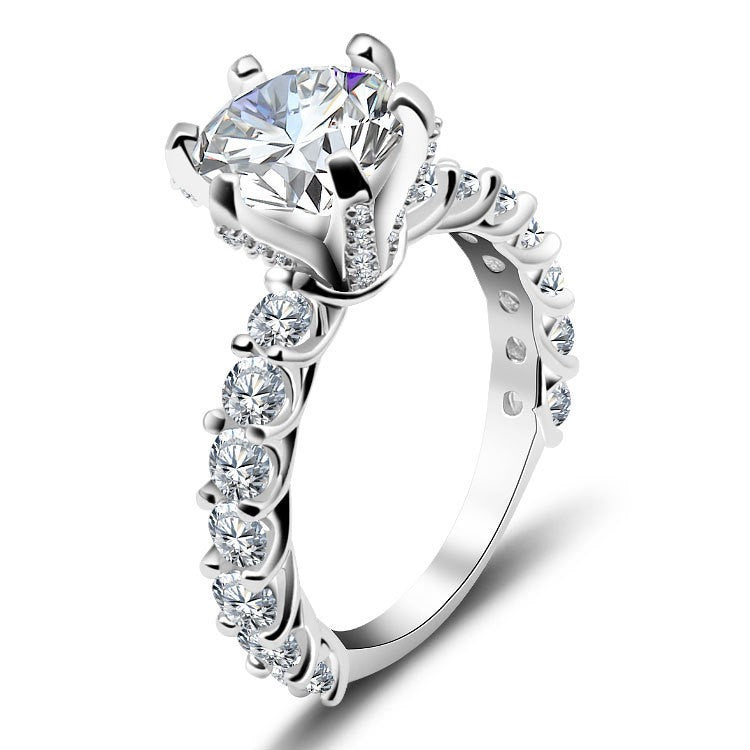 Six Prong Round Moissanite Engagement Ring