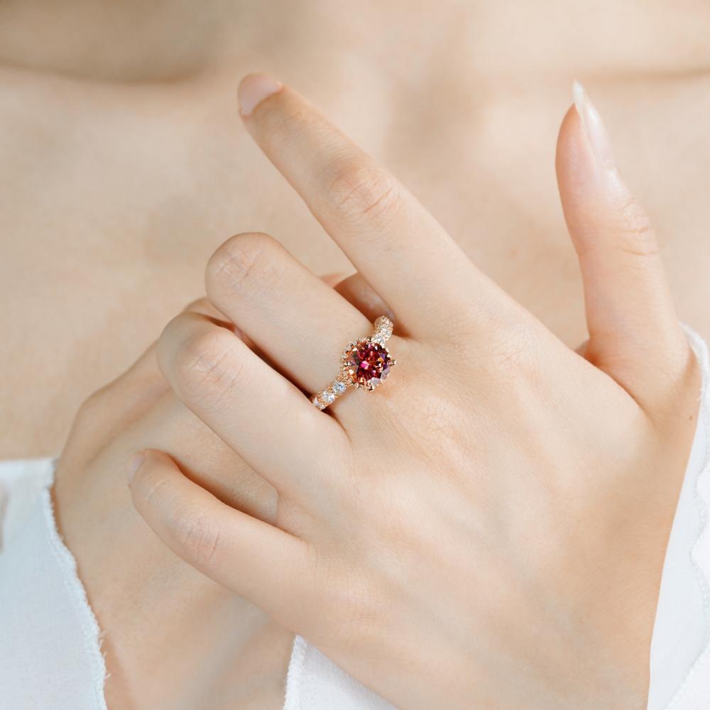 2.0ct Ruby Red Moissanite Engagement Ring