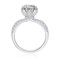 Six Prong Flower Inspired Round Moissanite Engagement Ring