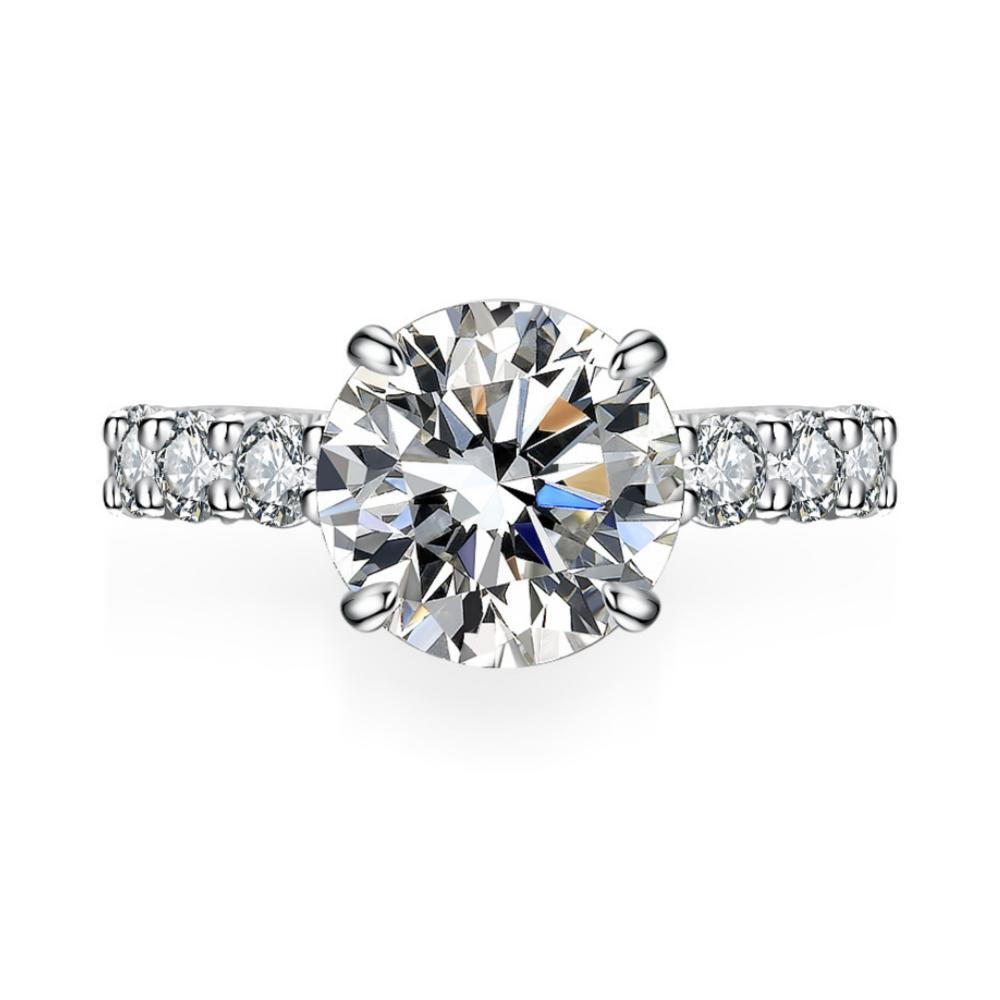 3.0ct Round Moissanite Engagement Ring