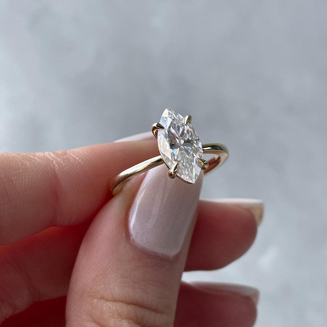 2ct Marquise Cut Solitaire Moissanite Engagement Ring