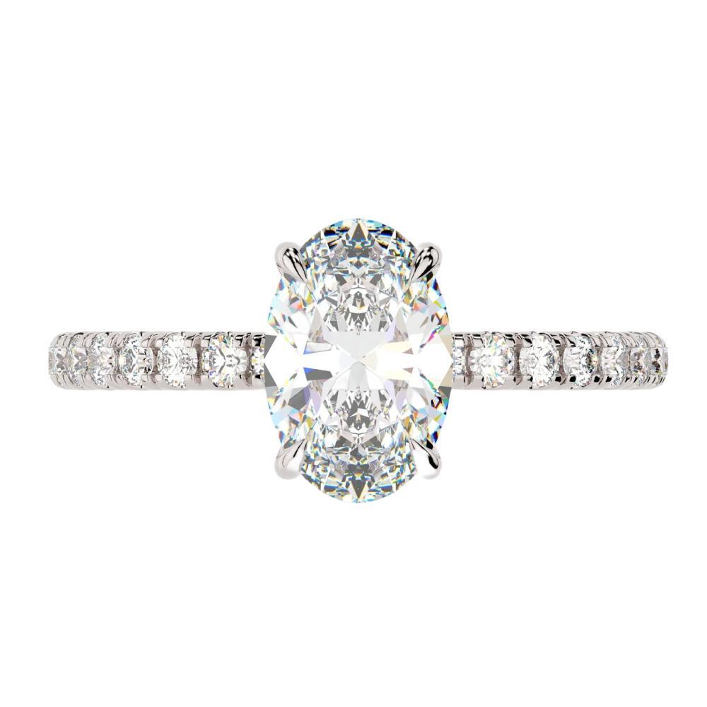 2ct Oval Shaped Hidden Halo Moissanite Engagement Ring