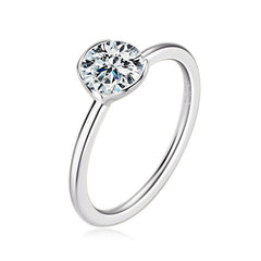 1.0ct Half Bezel Solitaire Round Moissanite Engagement Ring