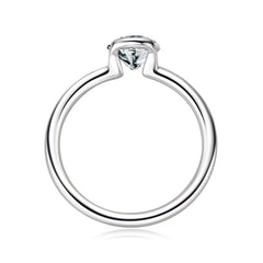 1.0ct Half Bezel Solitaire Round Moissanite Engagement Ring