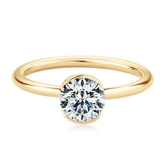 1.0ct Half Bezel Solitaire Round Moissanite Engagement Ring