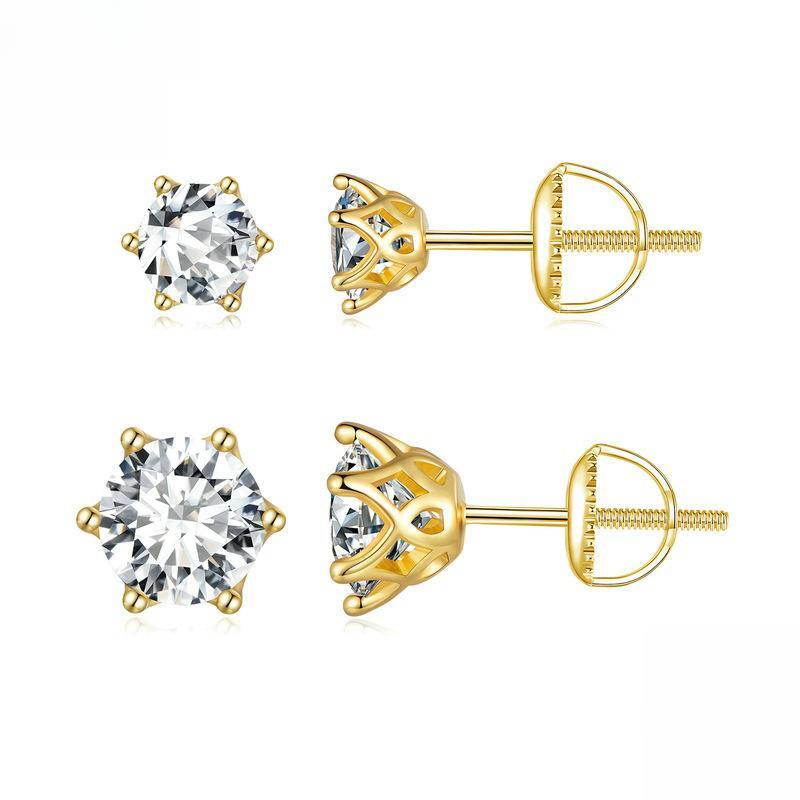0.5ct/1.0ct 6 Prong Classic Moissanite Earrings