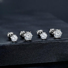 0.5ct/1.0ct 6 Prong Classic Moissanite Earrings