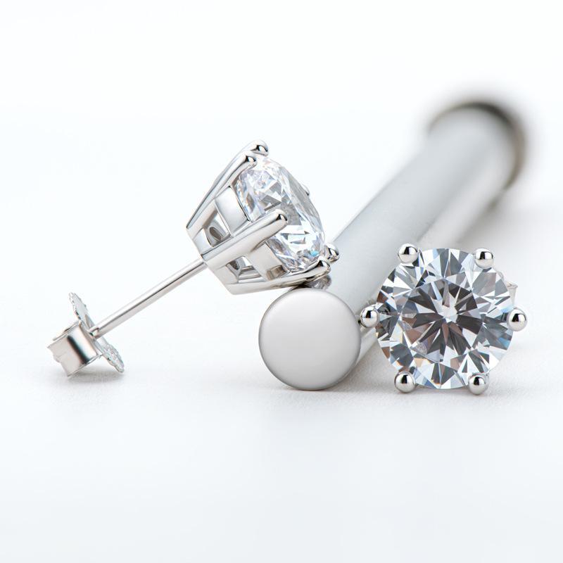 0.5ct/1.0ct/2.0ct 6 Prong Moissanite Stud Earrings