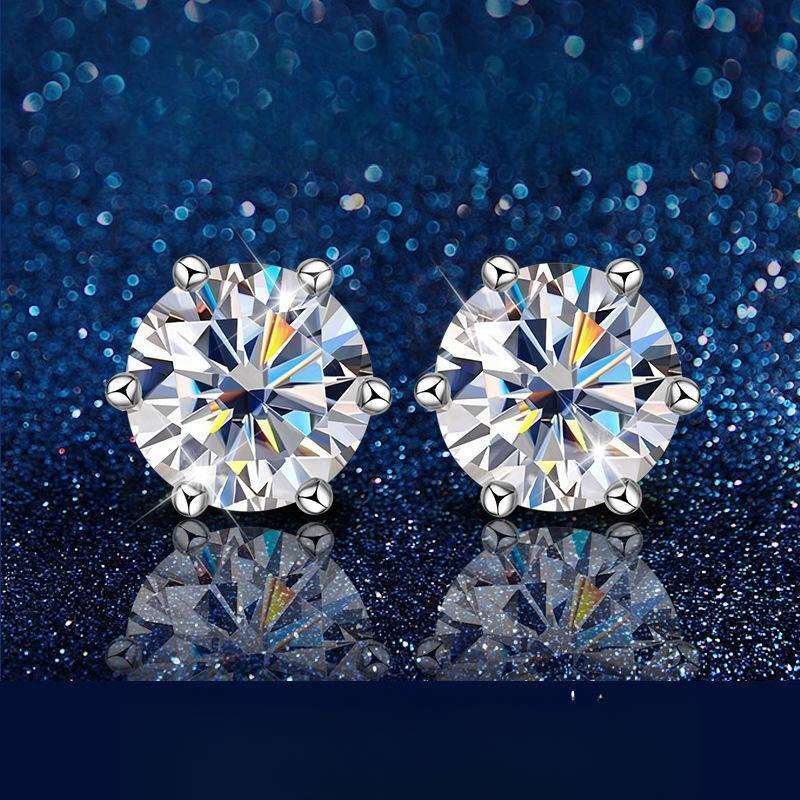 0.5ct/1.0ct/2.0ct 6 Prong Moissanite Stud Earrings