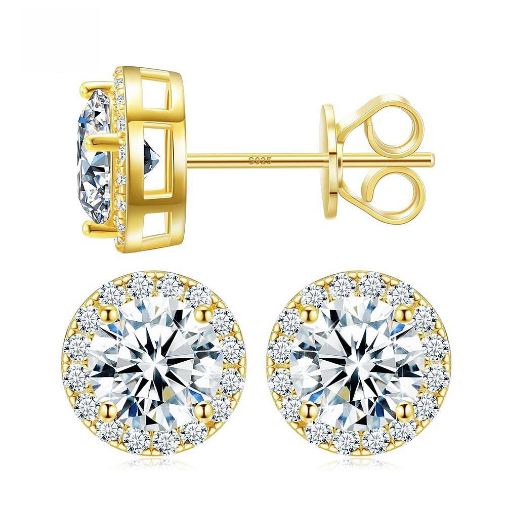 0.5ct/ 1.0ct / 2.0ct /3.0ct Unisex 4 Claw Halo Moissanite Earrings