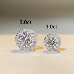 0.5ct/ 1.0ct / 2.0ct /3.0ct Unisex 4 Claw Halo Moissanite Earrings