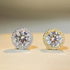 0.5ct/ 1.0ct / 2.0ct /3.0ct Unisex 4 Claw Halo Moissanite Earrings