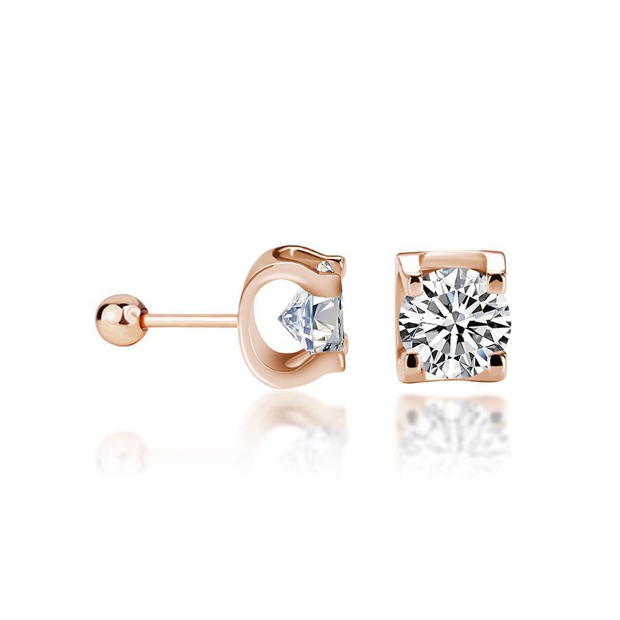 Classic Moissanite Sterling Silver Stud Earrings With Screw Backs