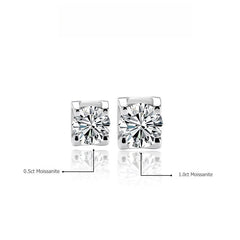 Classic Moissanite Sterling Silver Stud Earrings With Screw Backs