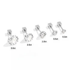 Classic Moissanite Stud Earrings with Square Screw Backs In Sterling Silver