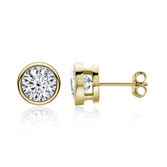 0.5ct/1.0ct Round Bezel Setting Moissanite Stud Earrings