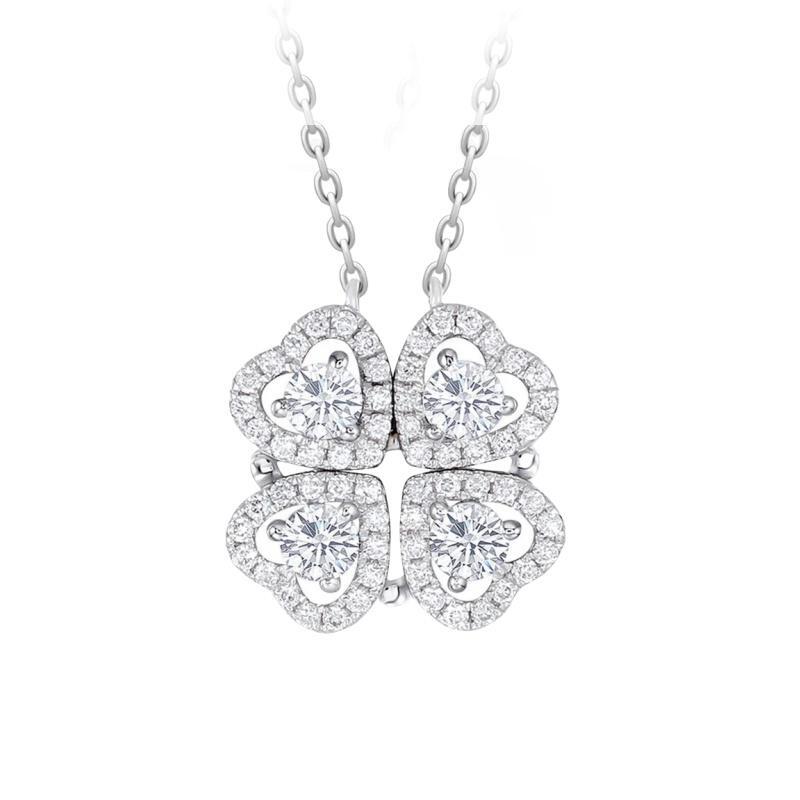 Four Leaf Clover Magnetic Moissanite Necklace