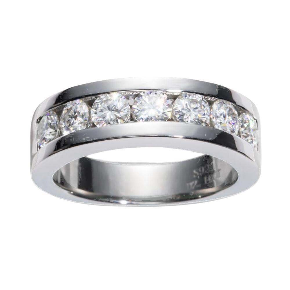 2.1ct Channel Setting Seven Stone Moissanite Men's Anniversary Band