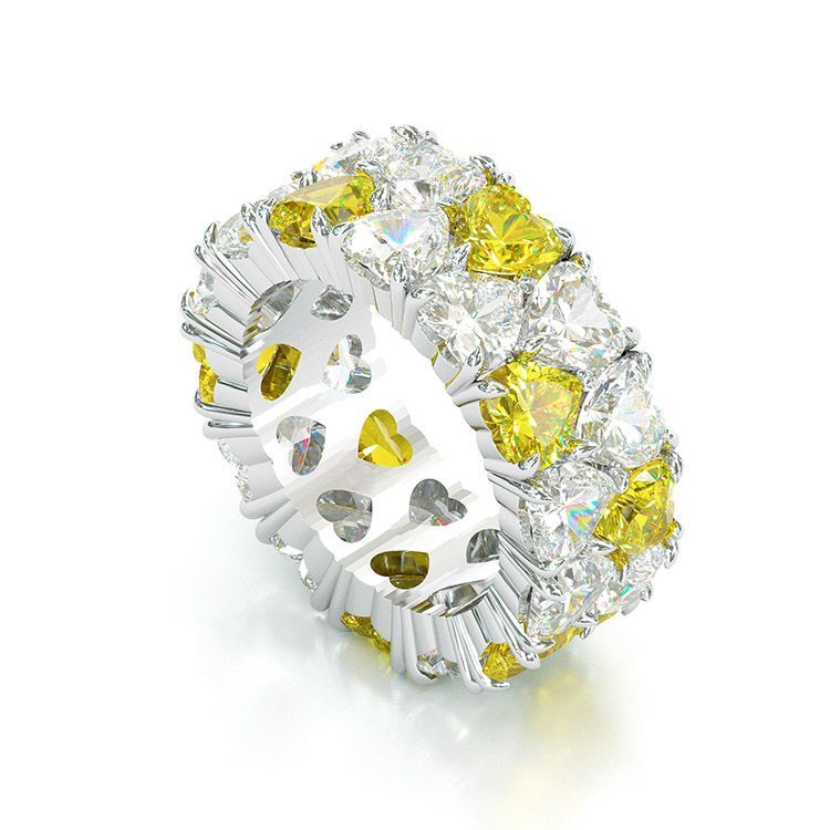 iiAthena Yellow/Sapphire Heart Gemstone Wedding Band