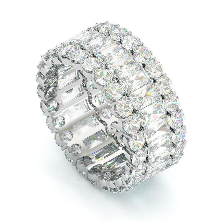 iiAthena Emerald Cut Birthstone Eternity Wedding Ring For Women