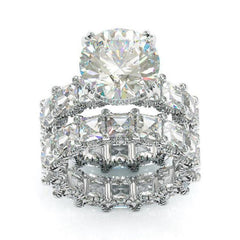 iiAthena Round Cut Vintage Moissanite Bridal Set Wedding Ring