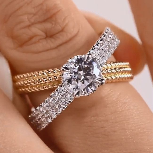 iiAthena Two Tone Twisted Moissanite Engagement Ring