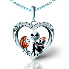 Heart Shaped Skull Couple and Baby Girl Family Necklace